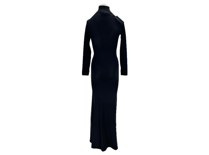 Off White Schwarzes Langarmkleid mit Stehkragen - Ansicht 2