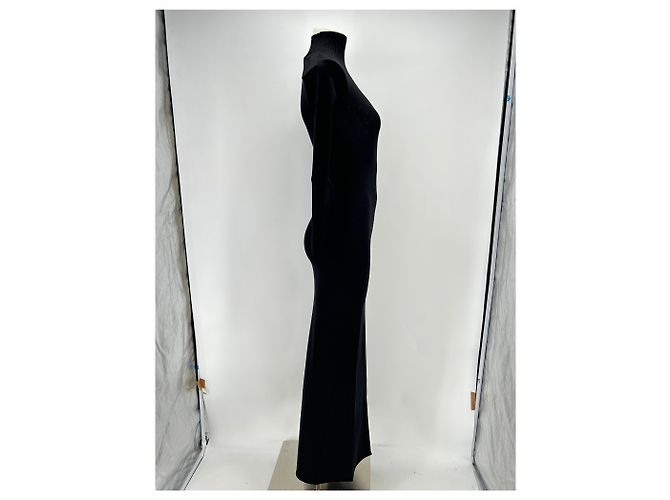Off White Schwarzes Langarmkleid mit Stehkragen - Ansicht 3