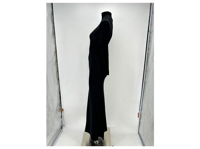 Off White Schwarzes Langarmkleid mit Stehkragen - Ansicht 4