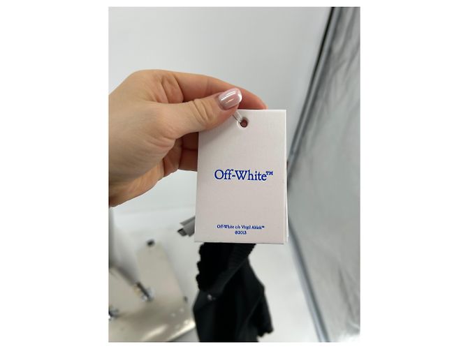 Off White Schwarzes Langarmkleid mit Stehkragen - Ansicht 5