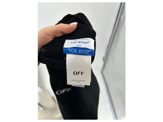 Off White Schwarzes Langarmkleid mit Stehkragen - Ansicht 6