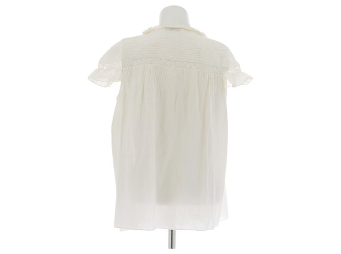 Blusa Christian Dior Bianca in Cotone a Maniche Corte Bianco - vista 2