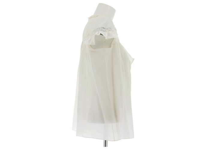 Blusa Christian Dior Bianca in Cotone a Maniche Corte Bianco - vista 4