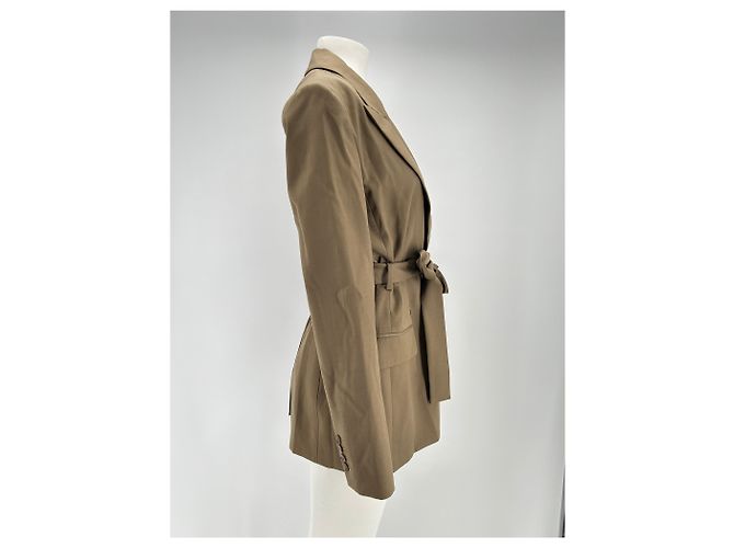 Autre Marque Blazer HEIRLOME de lana caqui con cinturón - vista 3