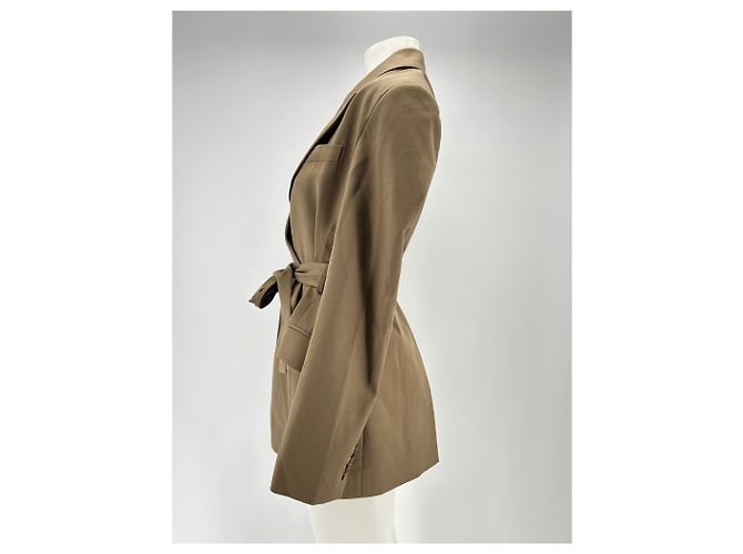 Autre Marque Blazer HEIRLOME de lana caqui con cinturón - vista 4