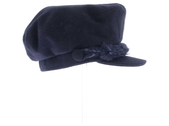 Cappello Chanel Gavroche Lana Blu Navy - vista 3
