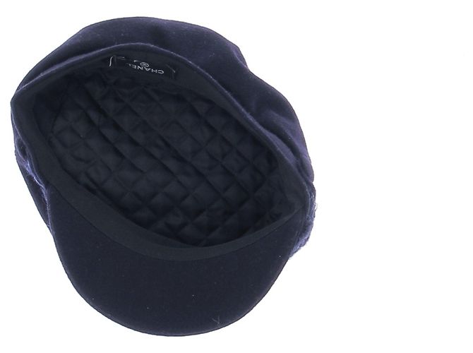 Cappello Chanel Gavroche Lana Blu Navy - vista 7