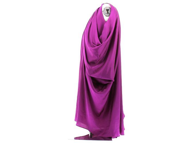 Yves Saint Laurent Vestido de seda morado Púrpura - vista 3