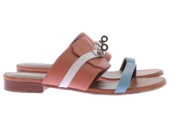 Kelly Hermès Sandali piatti in pelle "Avenue" Marrone - vista 2