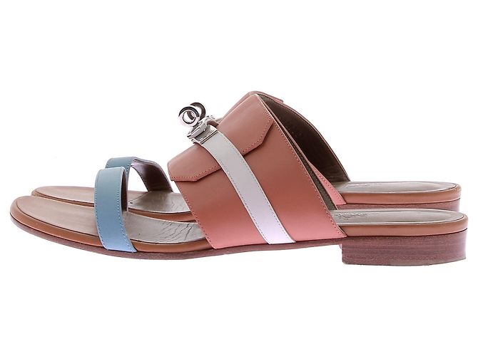 Kelly Hermès Sandali piatti in pelle "Avenue" Marrone - vista 3
