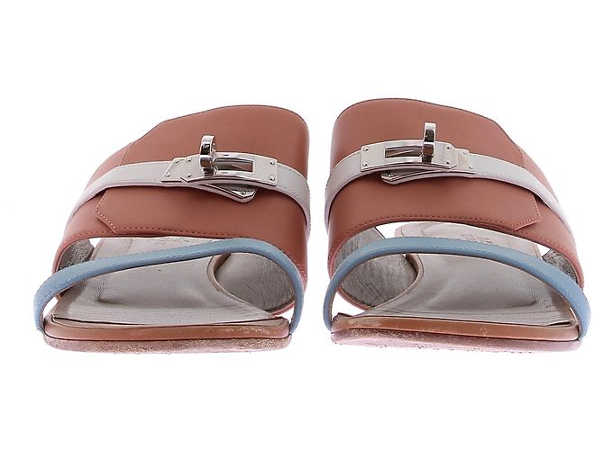 Kelly Hermès Sandali piatti in pelle "Avenue" Marrone - vista 4