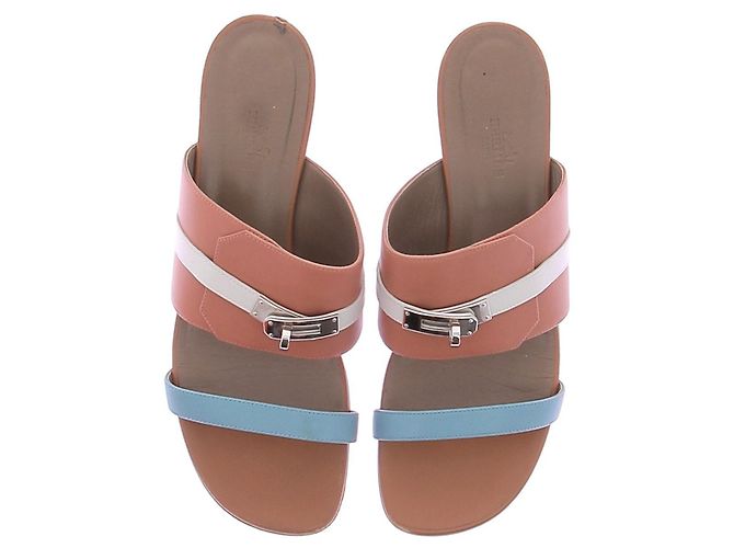 Kelly Hermès Sandali piatti in pelle "Avenue" Marrone - vista 6