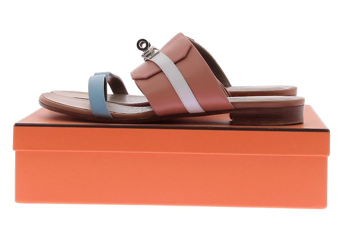 Kelly Hermès Sandali piatti in pelle "Avenue" Marrone - vista 8