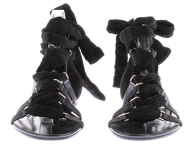 Sandali piatti in pelle nera Stella Luna Taglia 38 Nero - vista 4