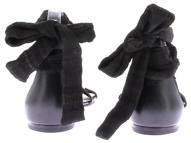 Sandali piatti in pelle nera Stella Luna Taglia 38 Nero - vista 5