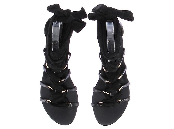 Sandali piatti in pelle nera Stella Luna Taglia 38 Nero - vista 6