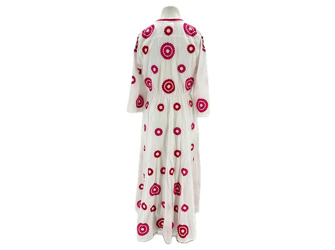 Autre Marque Abito maxi ricamato bianco e rosa NIMO - vista 2