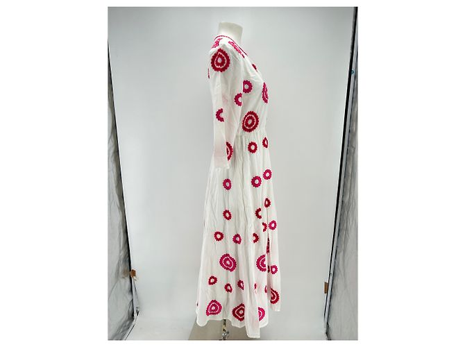 Autre Marque Abito maxi ricamato bianco e rosa NIMO - vista 3