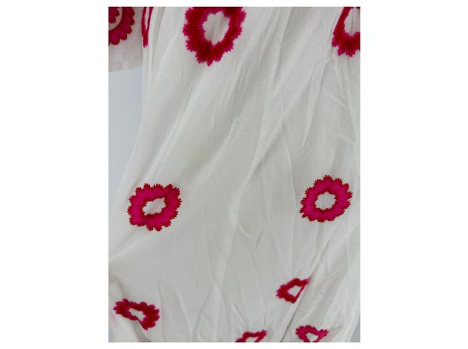 Autre Marque Abito maxi ricamato bianco e rosa NIMO - vista 5