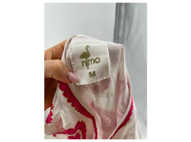 Autre Marque Abito maxi ricamato bianco e rosa NIMO - vista 6