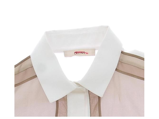 Camicia Céline bicolore bianca e marrone cotone S - vista 5