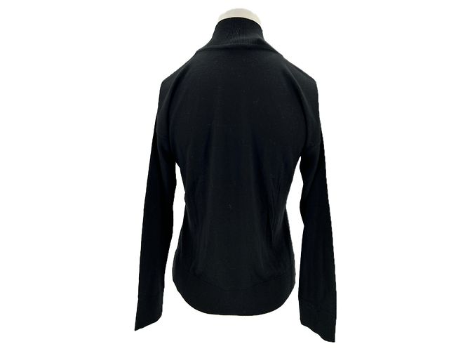 Autre Marque VAKKO Rollkragenpullover Schwarz mit zweifarbigen Streifen - Ansicht 2