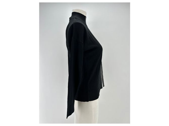 Autre Marque VAKKO Rollkragenpullover Schwarz mit zweifarbigen Streifen - Ansicht 3