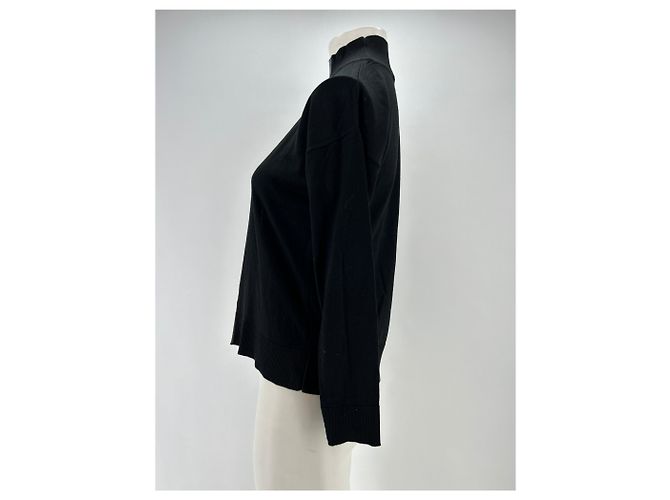 Autre Marque VAKKO Rollkragenpullover Schwarz mit zweifarbigen Streifen - Ansicht 4