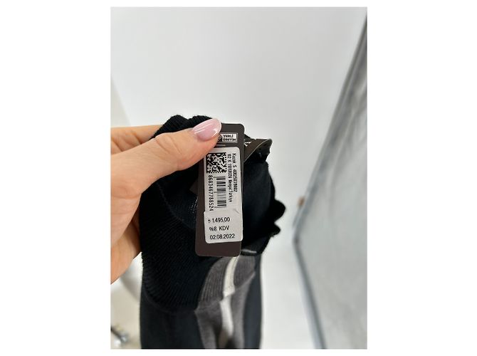 Autre Marque VAKKO Rollkragenpullover Schwarz mit zweifarbigen Streifen - Ansicht 6