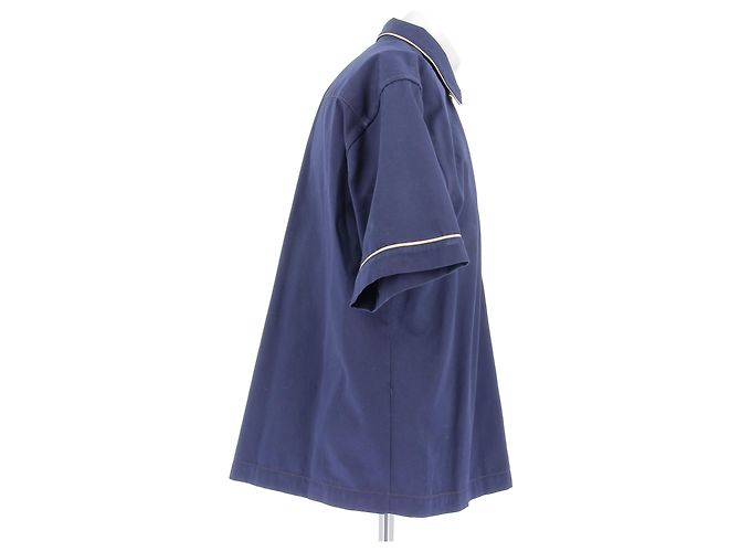 Camicia Marni a maniche corte blu navy in cotone - vista 3