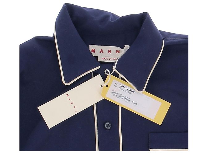 Camicia Marni a maniche corte blu navy in cotone - vista 5