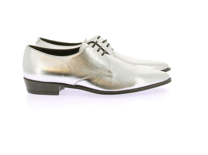 Céline Silberne Metallic Leder Derbys 38 - Ansicht 2