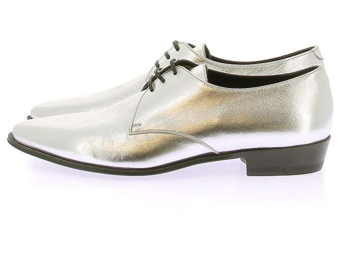 Céline Silberne Metallic Leder Derbys 38 - Ansicht 3
