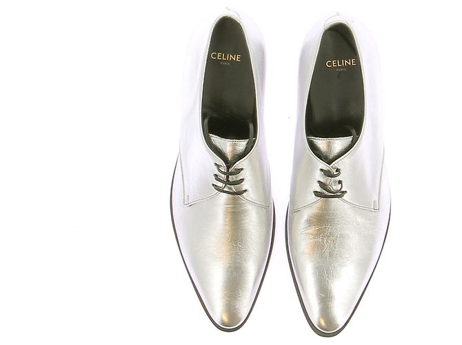Céline Silberne Metallic Leder Derbys 38 - Ansicht 6