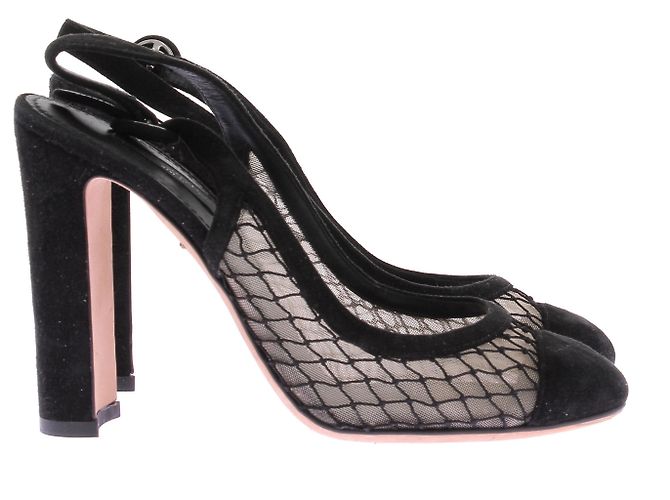 Décolleté Dolce & Gabbana in velluto nero e rete 37 - vista 2