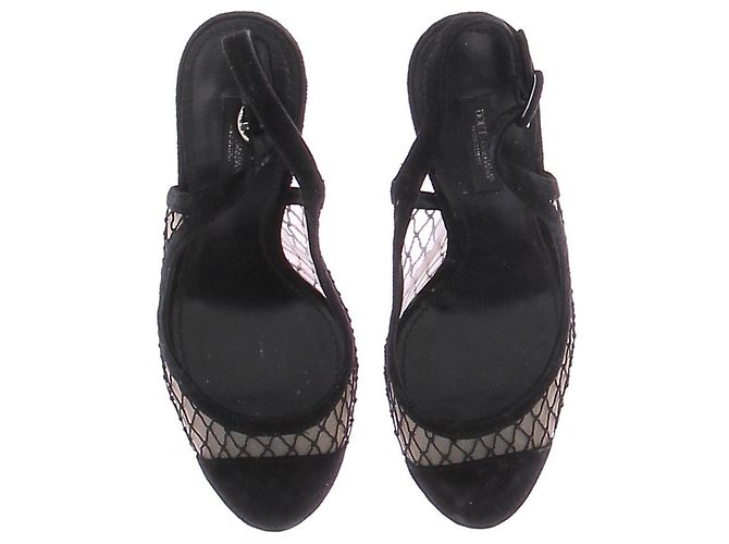Décolleté Dolce & Gabbana in velluto nero e rete 37 - vista 6