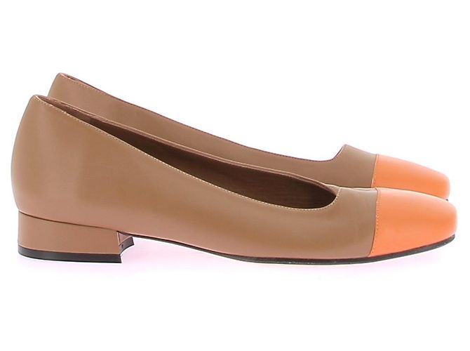 Autre Marque Bailarinas AUGUSTA de cuero marrón con punta naranja Castaño - vista 2
