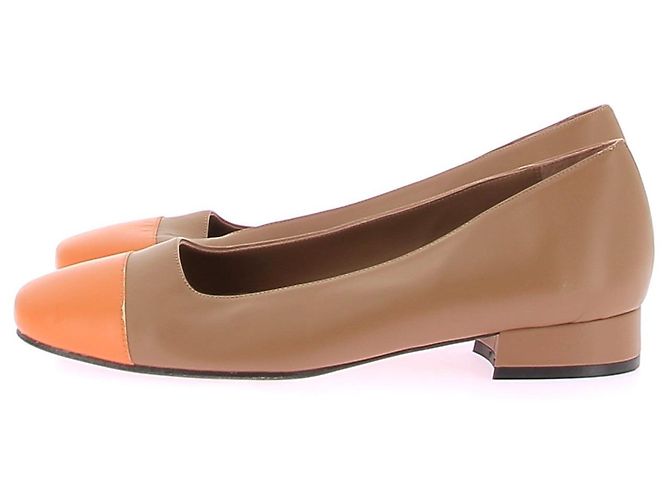 Autre Marque Bailarinas AUGUSTA de cuero marrón con punta naranja Castaño - vista 3