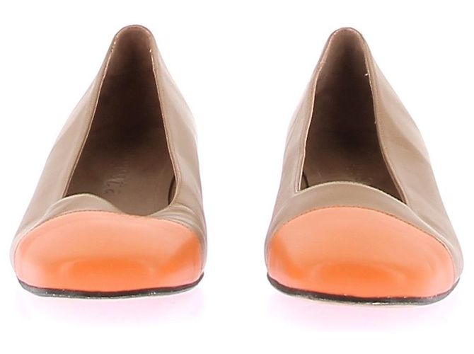 Autre Marque Bailarinas AUGUSTA de cuero marrón con punta naranja Castaño - vista 4