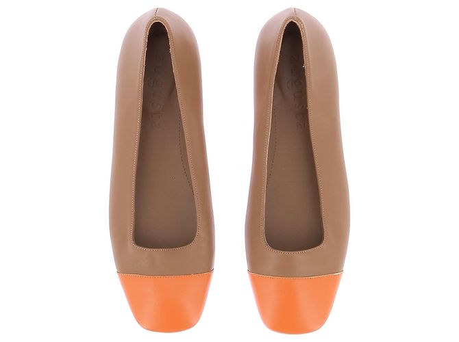 Autre Marque Bailarinas AUGUSTA de cuero marrón con punta naranja Castaño - vista 6