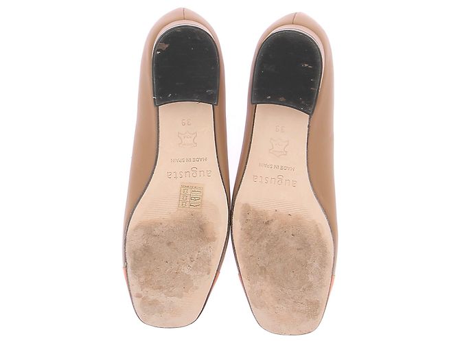 Autre Marque Bailarinas AUGUSTA de cuero marrón con punta naranja Castaño - vista 7