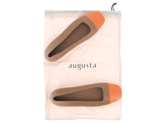 Autre Marque Bailarinas AUGUSTA de cuero marrón con punta naranja Castaño - vista 8
