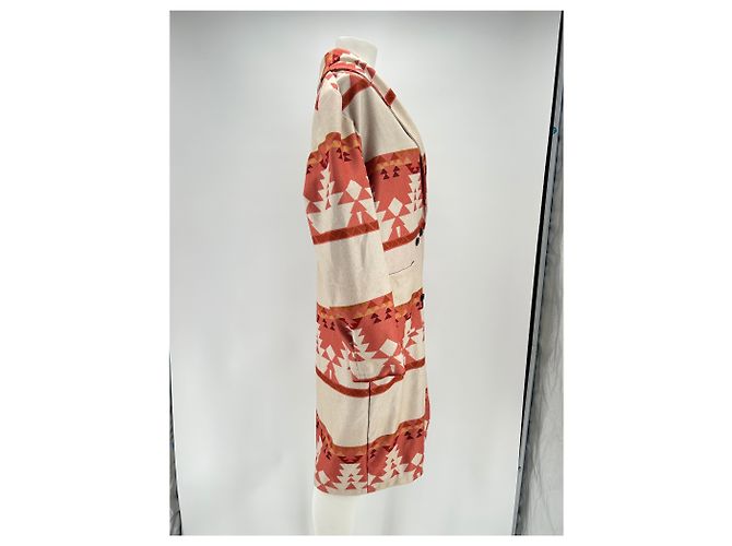 Autre Marque Abrigo de longitud media de algodón con estampado naranja - vista 3