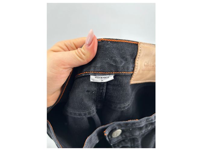 Jeans negros Calvin Klein con costuras naranjas Talla 26 - vista 4