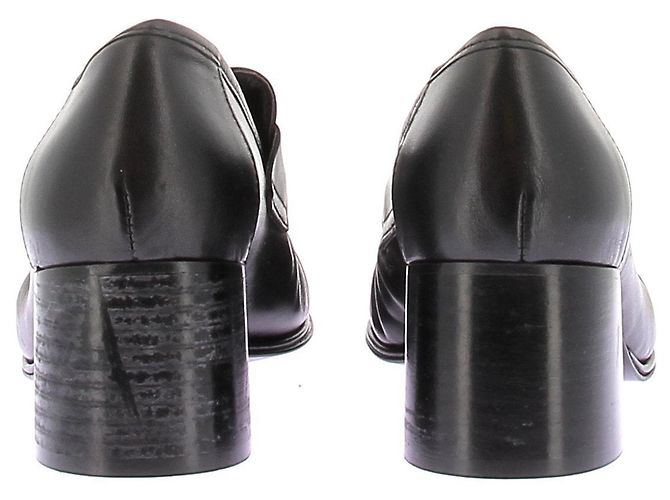 Mocassini con tacco in pelle nera Mango 39 Nero - vista 5