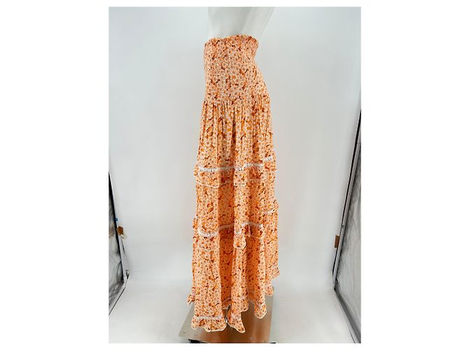 Autre Marque Falda larga naranja con estampado Sunday - vista 4