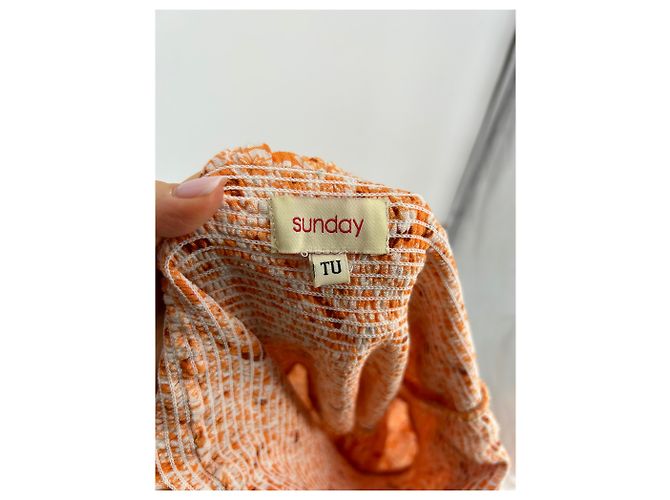 Autre Marque Falda larga naranja con estampado Sunday - vista 5