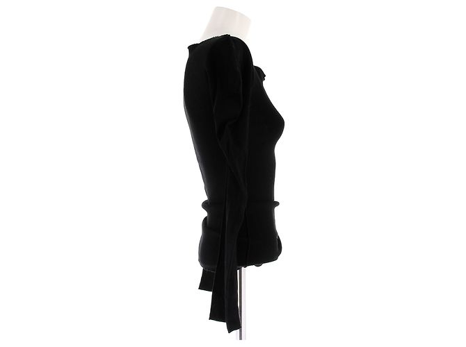 Top negro de manga larga Issey Miyake de algodón - vista 3
