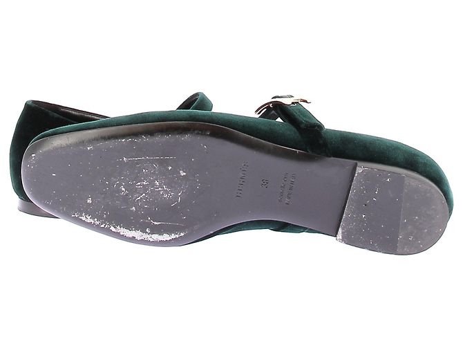 Hermès Grüne Samtballerinas - Ansicht 7