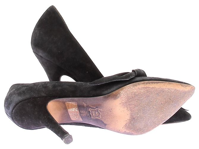 Décolleté Isabel Marant in camoscio nero con fiocchi Taglia 38 - vista 7